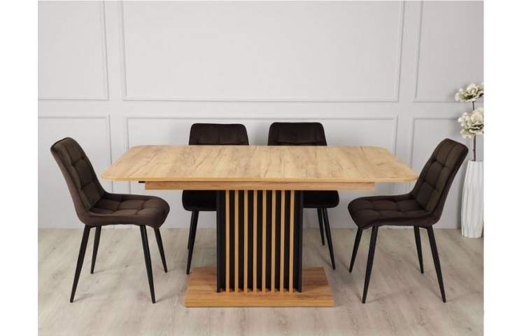 Обеденный комплект: стол раскладной TREND + 4 стула CHIC VELVET 