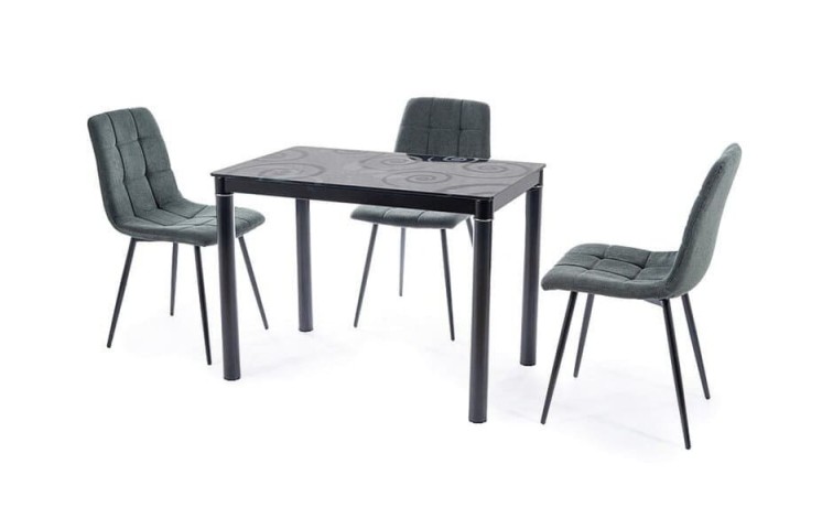 Кухонный комплект стол и 4 стула. Стол обеденный Damar 100 x 60 см черный и Стулья MIA черный каркас/серый