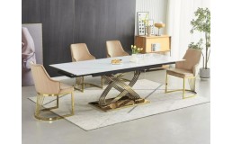 Современный обеденный комплект: Стол HERMES II 160(240)*90 и 4 стула ALURE VELVET