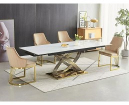 Сучасний обідній комплект: Стіл HERMES II 160(240)*90 та 4 стільці ALURE VELVET