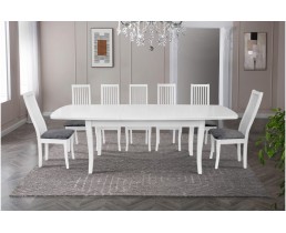Белый обеденный стол с 6 стульями. Квартет и Жасмин