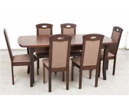 Дерев'яний стіл та 6 стільців. Стіл розкладний Квартет та Стільці Мілан