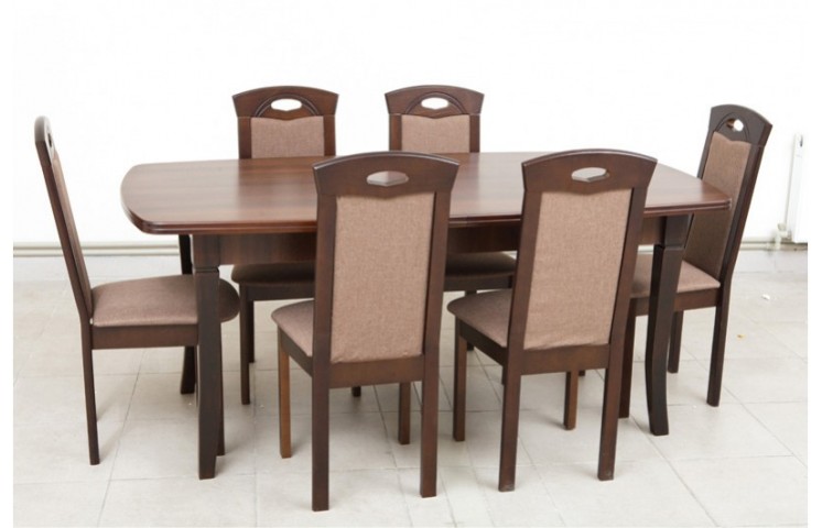 Дерев'яний стіл та 6 стільців. Стіл розкладний Квартет та Стільці Мілан