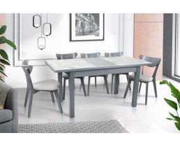 Обідній набір стіл та стільці сірого кольору. Лукас+Керамік