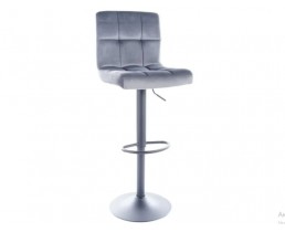Барный стул C105 VELVET черный каркас/серый BL.14