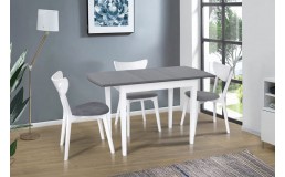 Комплект стіл та стільці на кухню: Фокс та Карат білий/сірий
