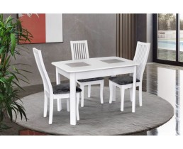 Обеденный комплект белого цвета. Стол + 4 стула