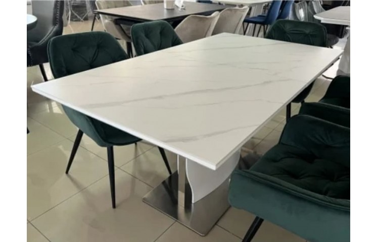 Обеденный набор. Стол DETROIT CERAMIC 140(180)*80 стол белый + 6 Magic зеленый