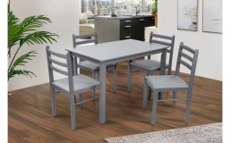 Кухонный стол и 4 стула серого цвета. Обеденный комплект Джерси