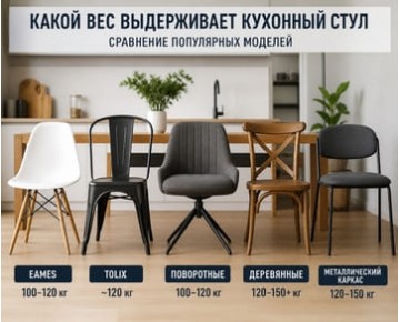 Яку вагу витримує кухонний стілець: повний гід по Eames, Tolix, дерев’яним та металевим моделям