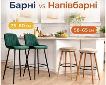 Барні чи Напівбарні стільці: що краще обрати для кухні?