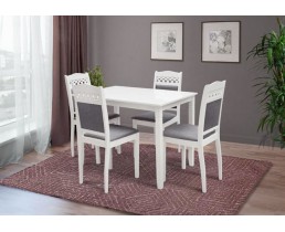 Обеденный комплект Бродвей белого цвета стол+4 стула (Микс-Мебель) 