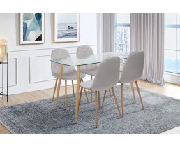 Обеденный комплект стеклянный стол Грейс + 4 стула Ембер-L (Микс-Мебель) 