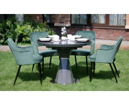 Комплект стол Раунд серый и стулья Вилсон зеленый 