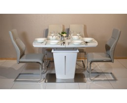 Комплект стол Адам белый и стулья Виола серый 