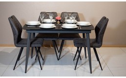 Комплект стол Твист серый и стулья Девис коричневый 
