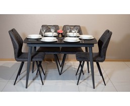 Комплект стіл Твіст сірий та стільці Девіс коричневий 