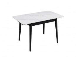 Стол TALLINN CERAMIC 90(120)*70 белый/черный каркас