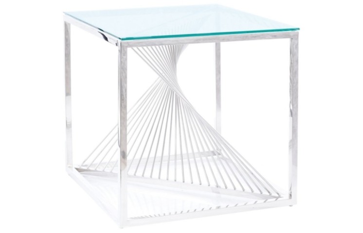 Журнальный столик FLAME B прозрачное стекло/серебро 55X55