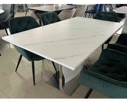Стіл DETROIT CERAMIC 140(180)*80 стіл білий ефект мармуру/білий глянець