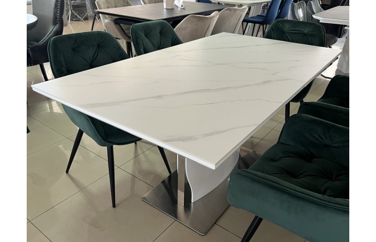 Стол DETROIT CERAMIC 140(180)*80 стол белый эффект мрамора/белый глянец