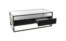 Журнальный столик CARLO A прозрачный+дуб/черный 110X55