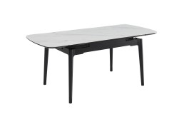 Стол DUBLIN CERAMIC 120(180)*80 белый мат/черный каркас