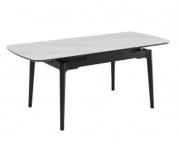 Стол DUBLIN CERAMIC 120(180)*80 белый мат/черный каркас