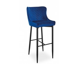 Барный стул COLIN B H-1 VELVET черный каркас/синий BL.86
