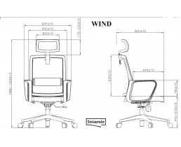 Крісло поворотне WIND сіре/чорне/білий каркас