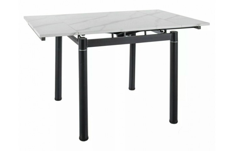 Стіл GD-082 80(131)*80 білий ефект мармуру/чорний мат