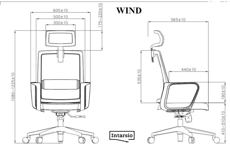 Кресло поворотное WIND серое/серое/белый каркас