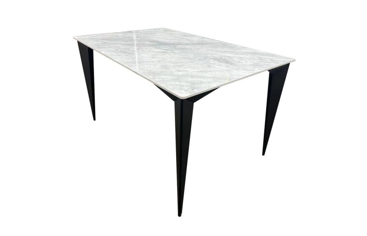 Стол NORMAN CERAMIC 140*90 Muie White глянец/черный каркас