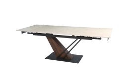 Стіл FERNANDO CERAMIC 160(220)*90 травертин мат/темний горіх
