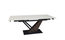Стол FERNANDO CERAMIC 160(220)*90 бежевый мат/темный орех