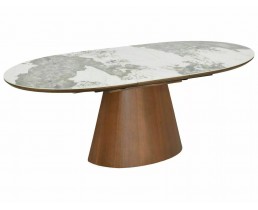 Стіл MAROCCO CERAMIC 160(200)*90 білий PANDORO/горіх