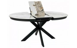 Стол PORTO CERAMIC 120(160)*120 белый PANDORO/черный