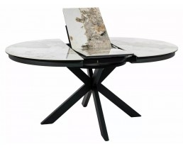 Стіл PORTO CERAMIC 120(160)*120 білий PANDORO/чорний