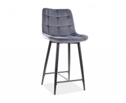 Полубарный стул CHIC H-2 VELVET черный каркас/серый BL.14