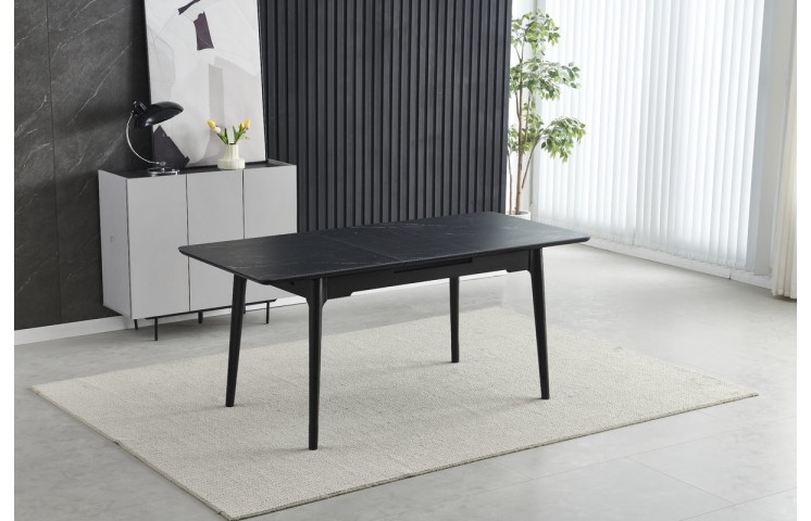 Стол BERLIN CERAMIC 111(140)*75 черный мат/черный каркас