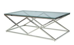 Журнальний столик ZEGNA A прозоре скло/срібло 120X60