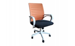 Кресло поворотное POLO оранжевое/черное/белый каркас