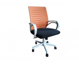 Кресло поворотное POLO оранжевое/черное/белый каркас
