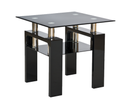 Журнальный столик LISA D прозрачный/черный лак 60x60x55