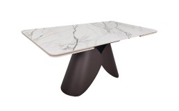 Стіл AGNES CERAMIC 160(240)*90 білий позолочений мат/коричневий