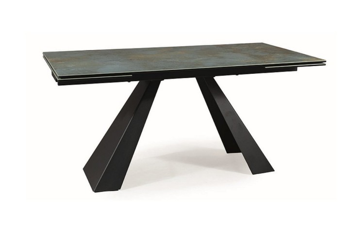 Стіл SALVADORE CERAMIC 160(240)*90 бірюза OSSIDO VERDE/чорний мат