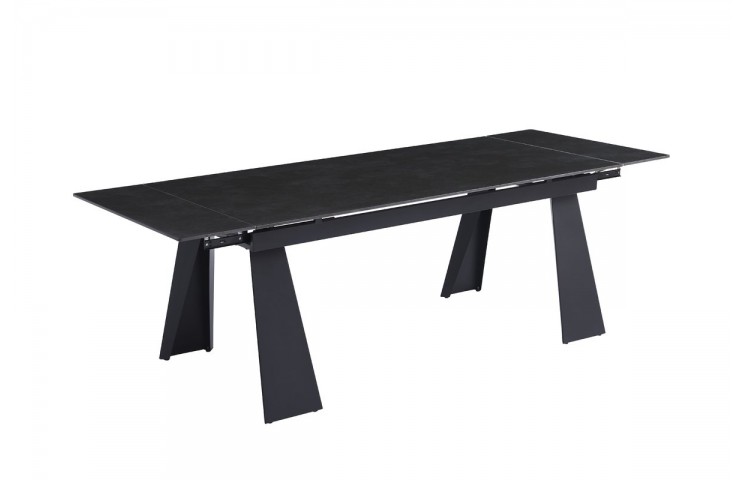 Стол ARNOLD CERAMIC 160(220)*90 Wic dark grey мат/черный каркас