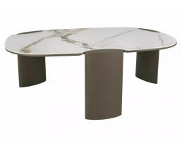 Журнальный столик ADORO B CERAMIC белый AMBER BIANCO/медный 105*65