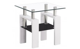 Журнальный столик LISA D прозрачный/белый лак 60x60x55