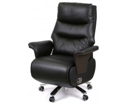 Кресло АКЛАС Атаман с электроприводом (Кожа LC-A Black/PU Black)